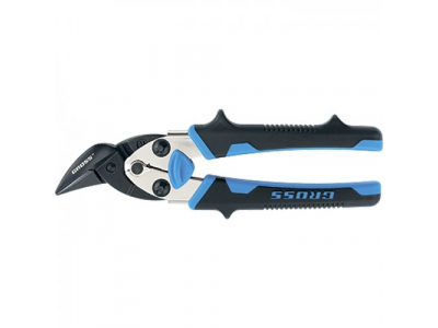 Ножницы по металлу"PIRANHA"МИНИ 185мм,прямой и правый рез,сталь-СrM,двухкомпонентные рукоятки//GROSS