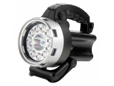 Фонарь поисковый, аккумуляторный, галоген 25W + 11 светодиодов// Stern